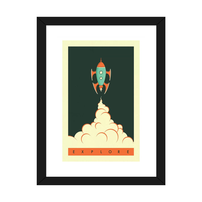 Explorez II, art encadré pour enfants, Papier encadré noir, H 24 po x l 16 po x P 1 po