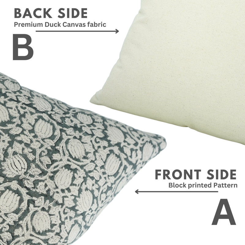 Fabdivine Decorative Block Print Cotton Cushion Cover for Sofa and Living Room - 8 Kamal, 20" x 20"