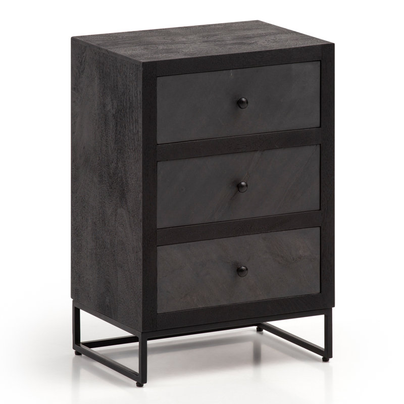 Stankiewicz Solid Wood Bedside Table, Black