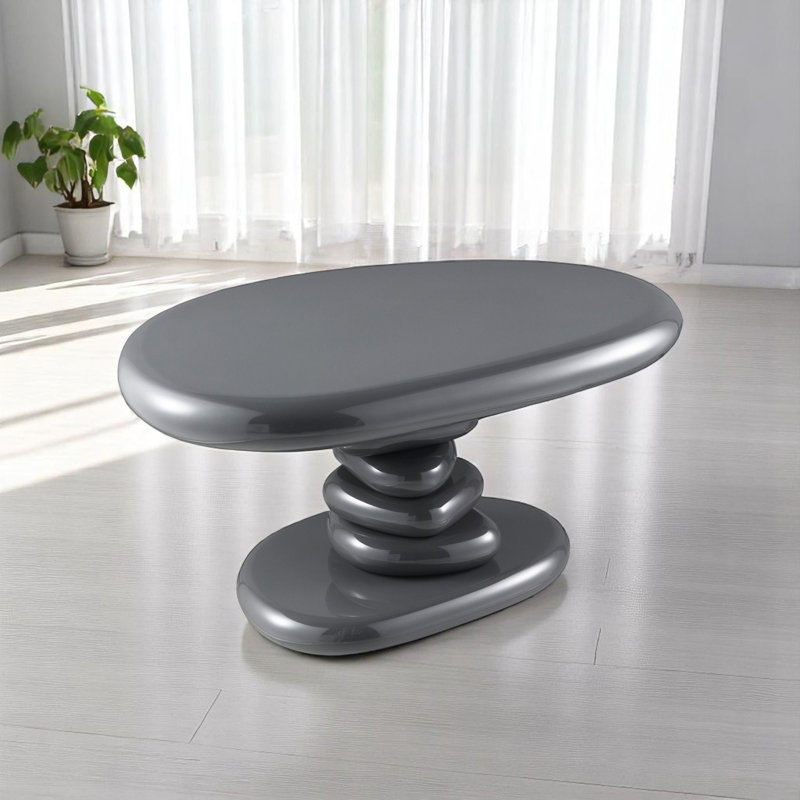 Charlene Gray High Gloss End Table, 15" H x 30" L x 21" W