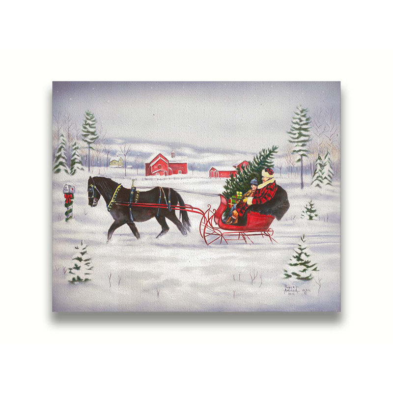 «Sleigh Bells Ring» par Robert Andrea, H 16 po x l 20 po x P 1,5 po, Non, Toile
