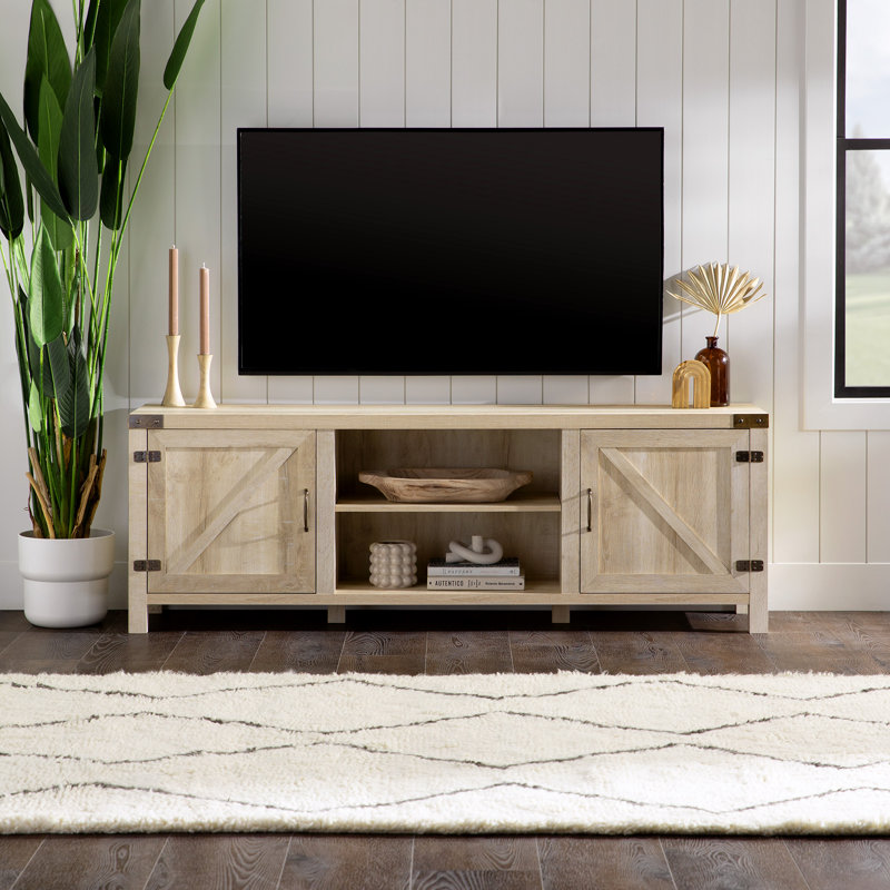 Marckson 70" 2-Barn Door TV Stand for TVs up to 80", White Oak