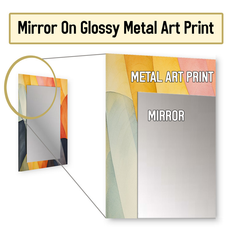 Geometric soft colours tiles II - Abstract Decorative Mirror On Metal, 32" x 24"