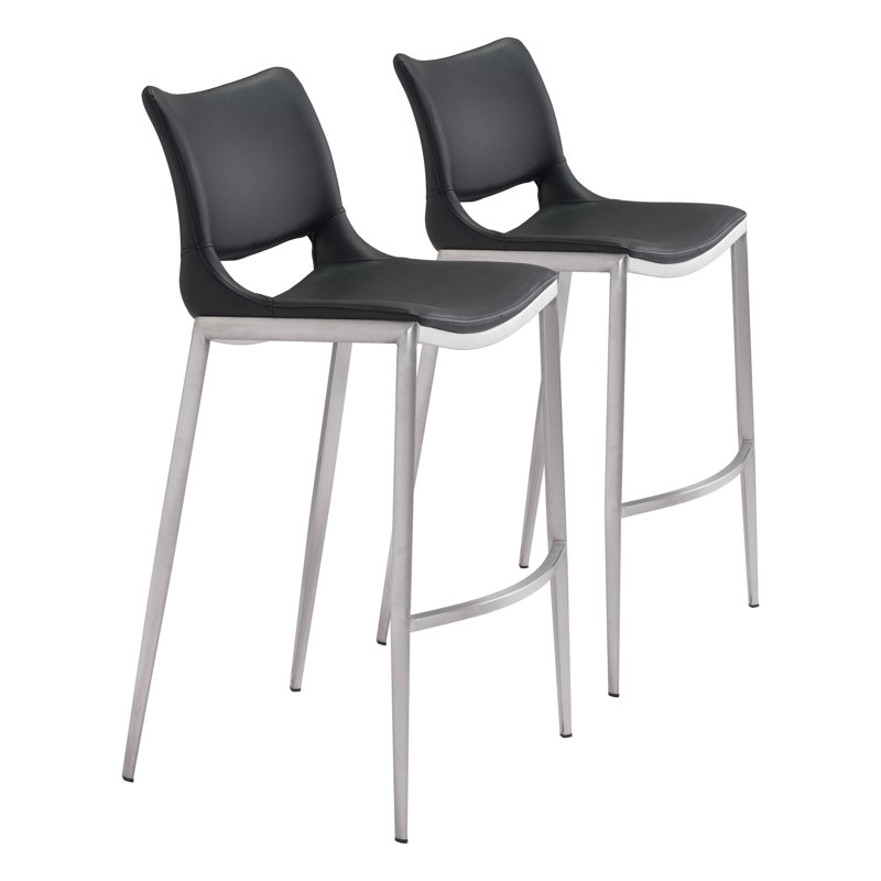 Tabouret de comptoir, Noir, noir, noir, noir, Chrome chrome, Très grand (siège d'une hauteur de 40,9 po)