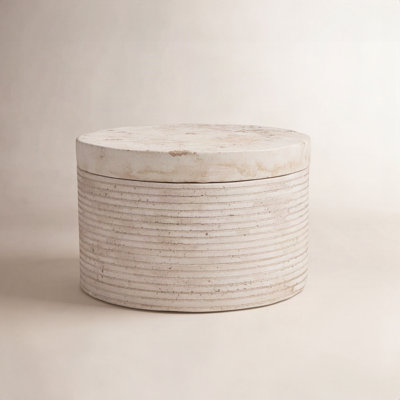 Large Travertine Round Box