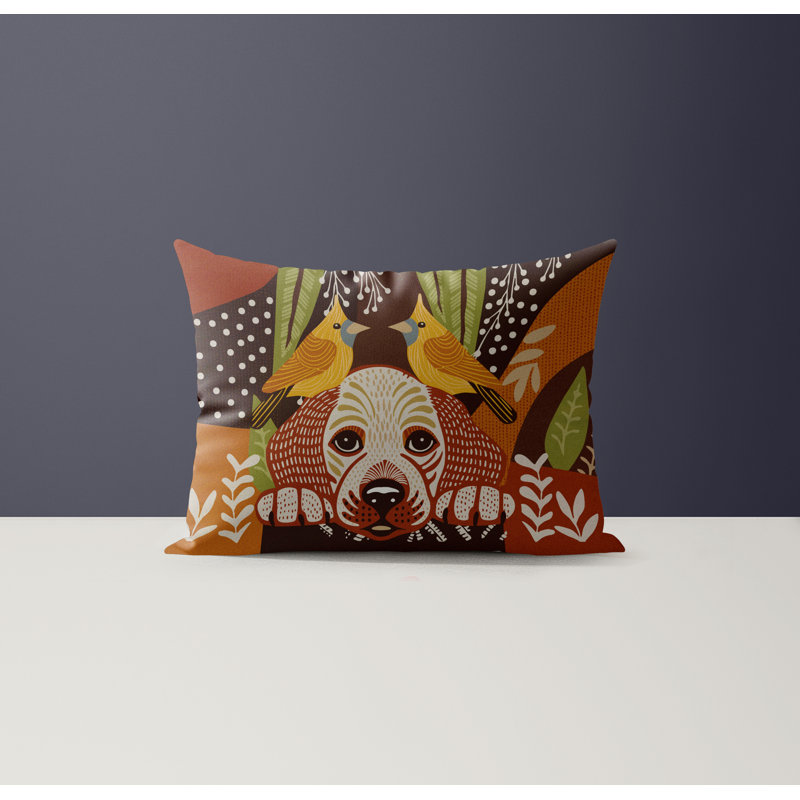 Lanie Microsuede Rectangular Pillow, Brown/Green/Beige/Yellow