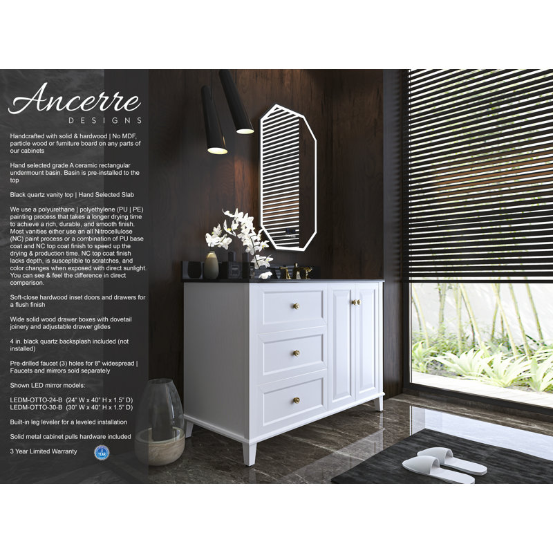 Hannah 48'' W Single Vanity, White, Right, Oak/Brushed Gold