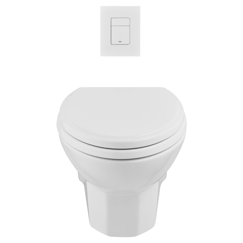 Belshire Wall Hung  1.6/0.8 Gpf Dual Flush Elongated Toilet Bowl With Seat