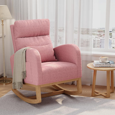 Chaise berçante, fauteuil coulissant moderne avec poches latérales et oreiller, chaise berçante pour le salon, la chambre à coucher et la salle d'allaitement