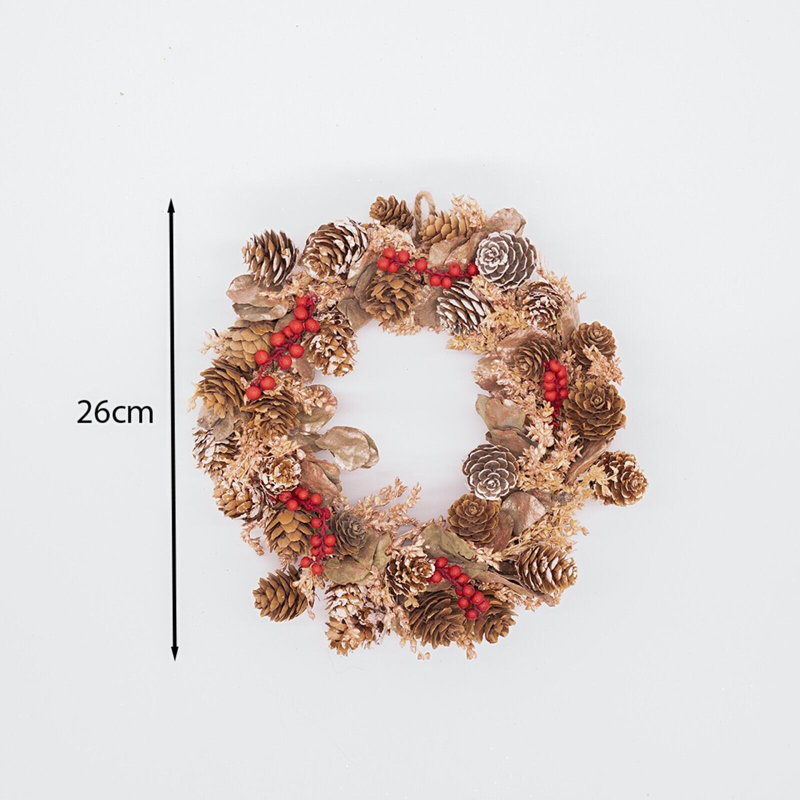 Handcrafted Faux Berry Wood 24cm Wreath, Red Berry