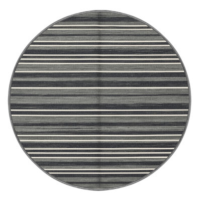  Tapis lavable rayé gris acier et blanc