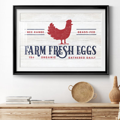 Farm Fresh Eggs - Reproduction d'art textuel sur papier encadré