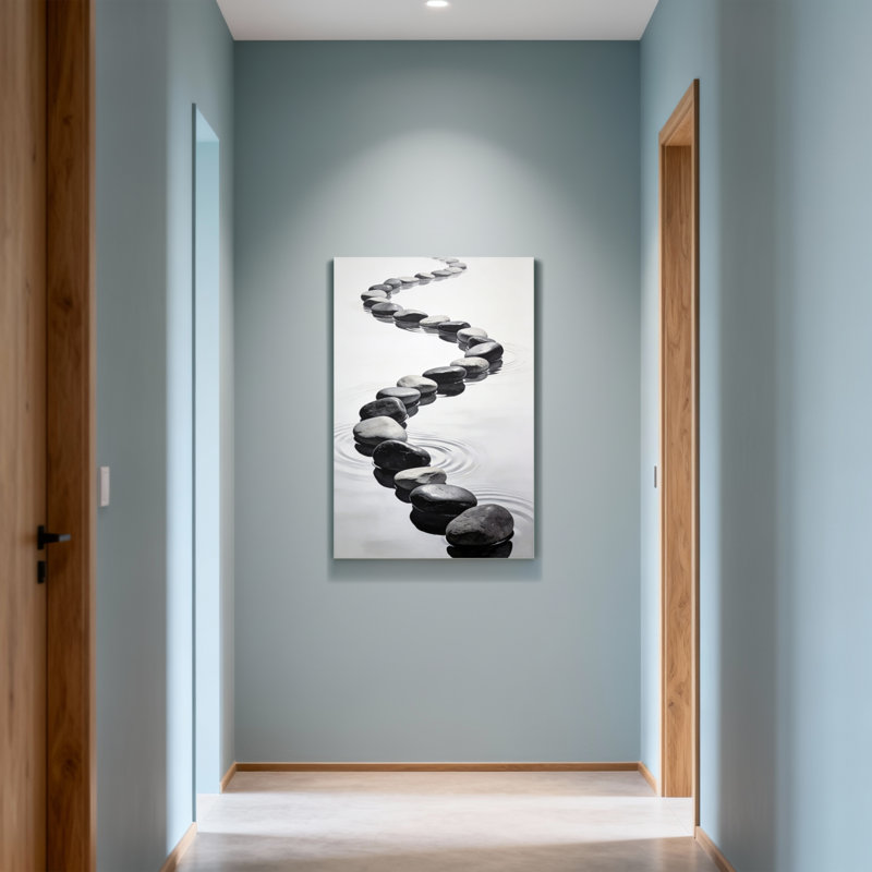 Abstrait, pierres, chemin, eau, ondulations, sérénité, équilibre, harmonie, débit, H 18 po x l 12 po