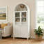 Grand garde-manger arqué cannelé de 71 po avec tablettes réglables, rangement élégant avec tiroir caché et porte vitrée pour la cuisine, le salon, la salle à manger, blanc-275070385
