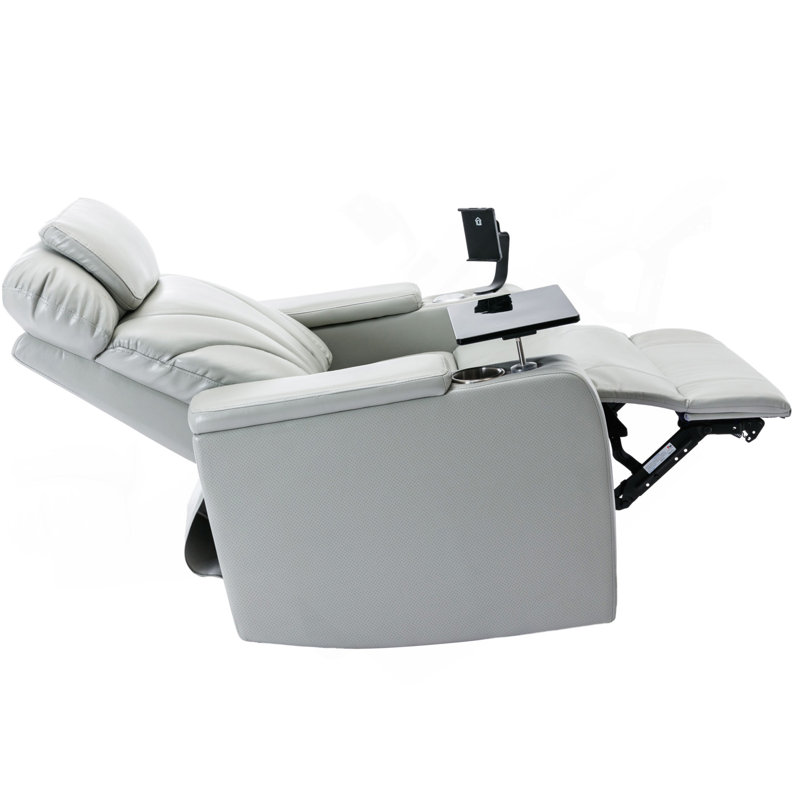 Power Motion Recliner Electric Power Recliner With USB Charging Port, Hidden Arm Storage, Convenient Cup Holder And Bluetooth Speaker, Light Grey