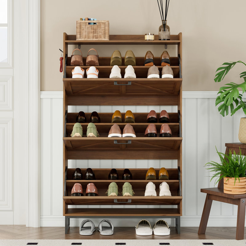 Range-chaussures à 3 niveaux avec mécanisme anti-basculement - solution de rangement essentielle pour le vestibule