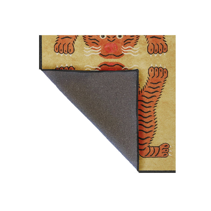Tapis beige tissé à imprimé tigre Mosso, 3'11" x 5'11"