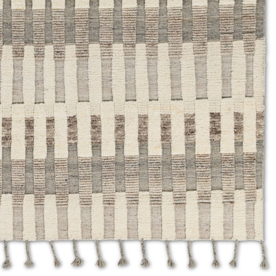 Tapis crème et taupe noué à la main Kern Izza KO06