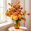 1 bouquet de chrysanthèmes artificiels, 21 pouces de fleurs de soie simulées en deux couleurs, jardin, cuisine, table, vase, fleurs décoratives, orange et jaune-788442723