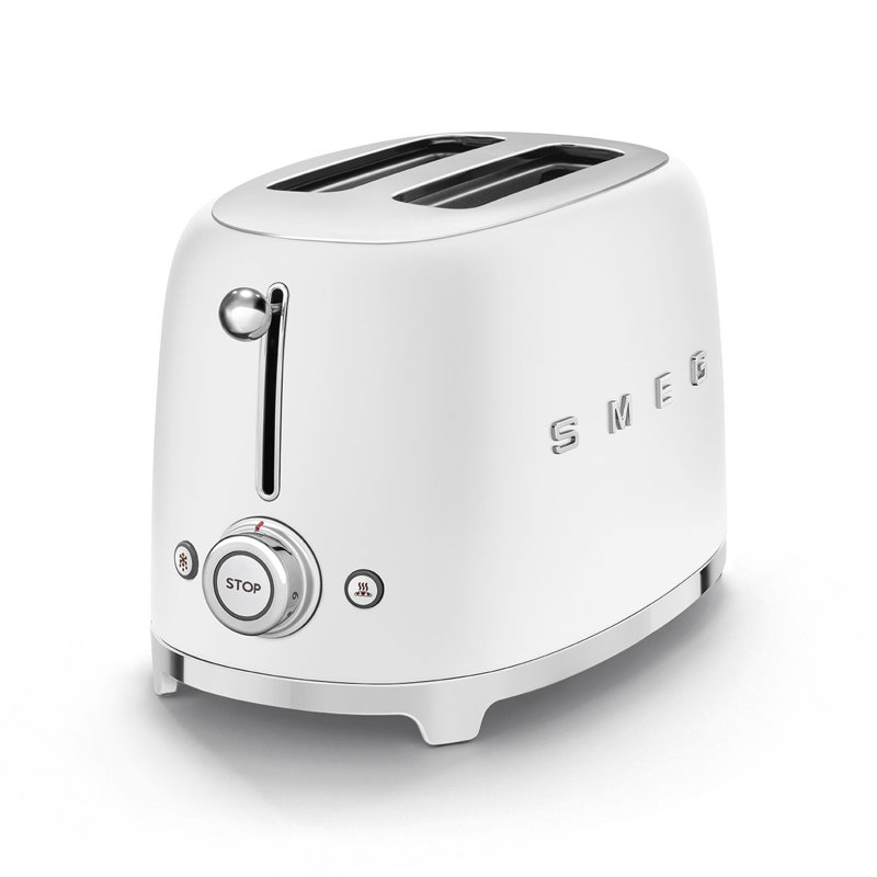 Smeg TSF01 50's Style Retro Two Slice Toaster - Matte Version, Matte White
