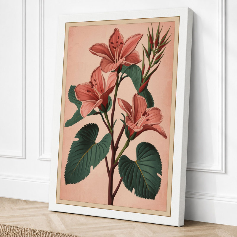 Study in Pink Botanical - Wrapped Canvas, 30x20 - 76.2 x 50.8 cm, White Border