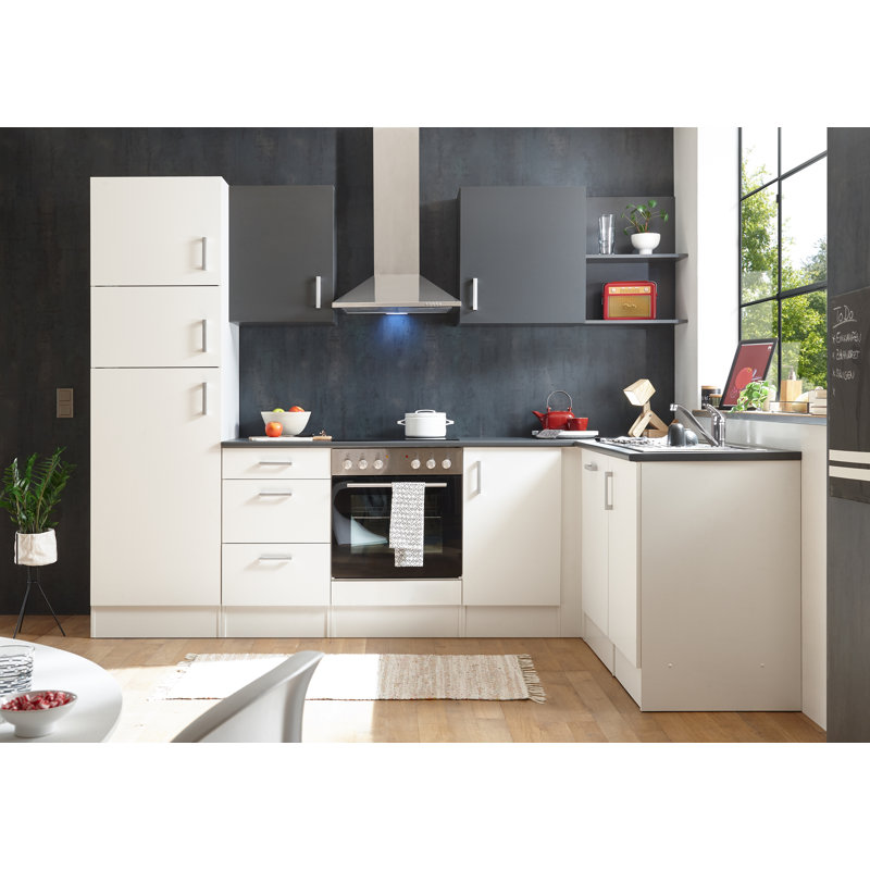 BBK Silver 212cmH x 280cmW x 60cmD Particleboard Ready-to-Assemble Kitchen Cabinet Set