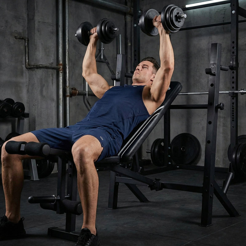 Banc de musculation pliable robuste avec support à squats - Station d'entraînement tout-en-un d'une capacité de 900 lb