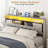 King Size Bed Frame With 4 Storage Drawers, Upholstered Platform Bed With Led Lights, Hidden Storage Headboard, Charging Station, No Box Spring Needed, Solid Wood Slats, Noise Free, Light Grey-20985139-20985150