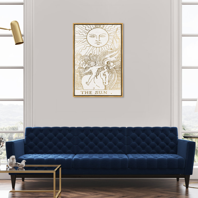 " The Sun Tarot Luxe ", 36" H x 24" W, Gold Framed