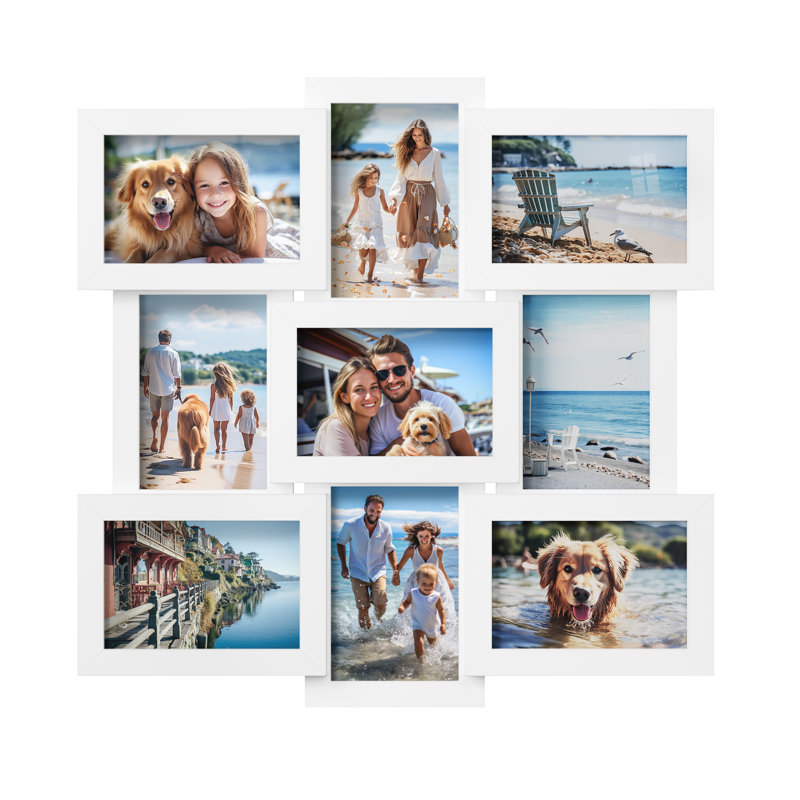 47.4x47x1.8cm White Picture Frame - Set of 9