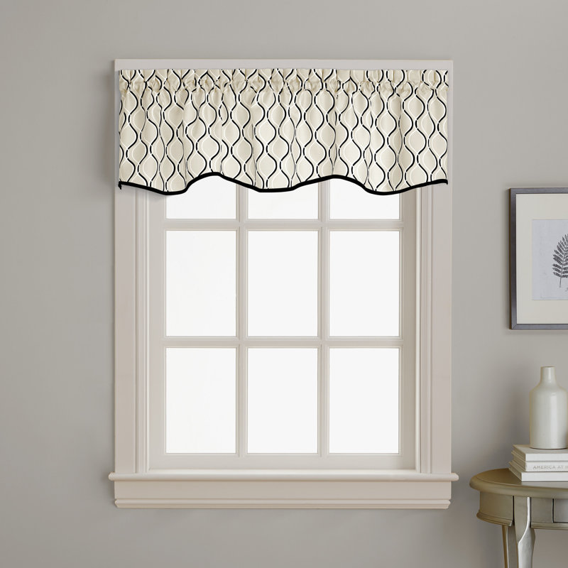 Nikalas Geometric Tailored 50'' W Window Valance, Black