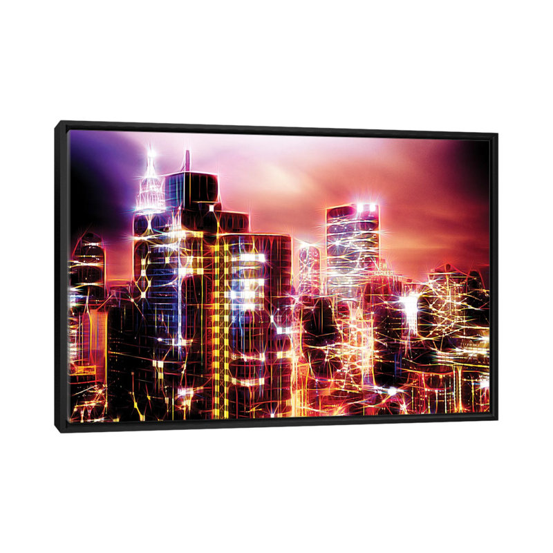«City of Light», impression sur toile, H 18 po x l 26 po x P 1,5 po, Toile avec cadre noir, Pas de tapis