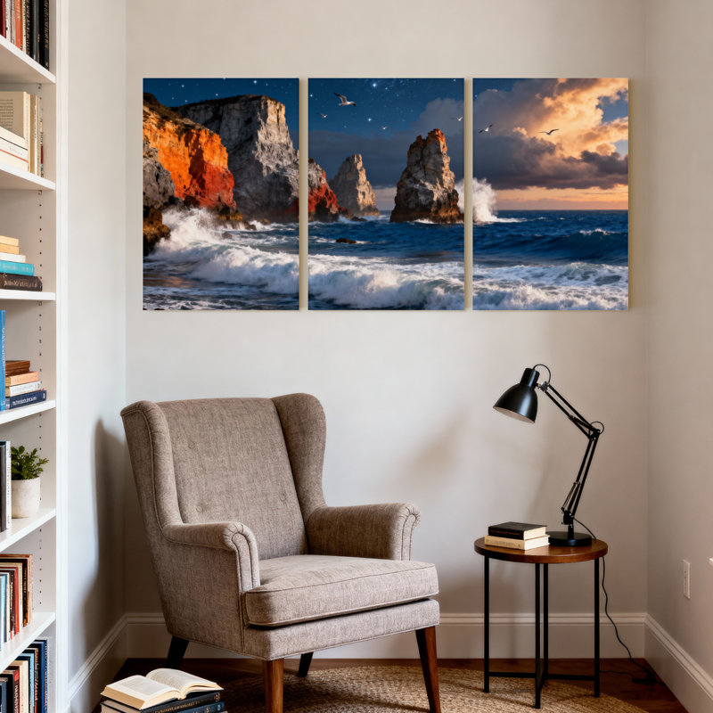 Ensemble de 3 reproductions d'art mural sur toile, H 18 po x l 36 po