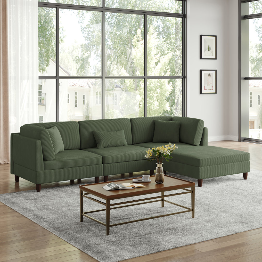 Seemab 4 - Piece Corduroy Corner Sectional Latitude Run® 