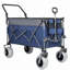 Chariot pliant multifonctionnel avec chariot pivotant et poussoir avec poignée rotative et auvent, pneus de plage de 9 po x 4 po pour le camping et la plage, capacité de charge de 480 lb, grande capacité de transport de 300 L, d'épicerie, pour l'extérieur-127378990
