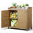Charvette Fir Potting Bench with Storage Cabinet and Metal Covered Tabletop-668757429