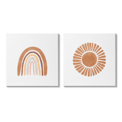 " Cute Patterned Rainbow And Sun Boho Kids Doodle " by Taylor Shannon Designs 2 - Pieces