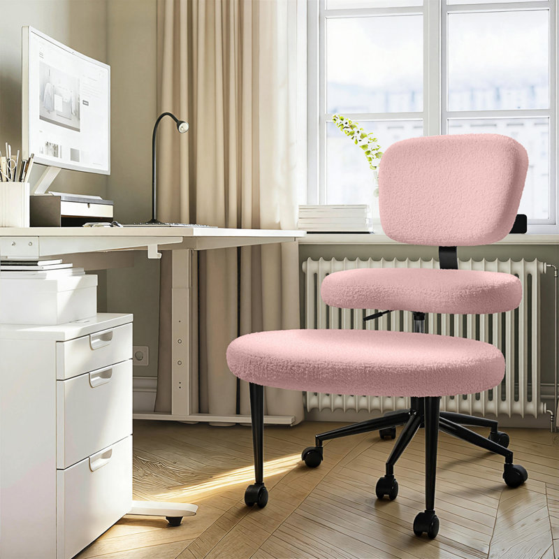 Ergonomic Cross-Legged Swivel Office Chair, Pink    