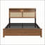 Cadre de lit Queen Size avec tête de lit en rotin, lampe de lecture DEL intégrée, tablette de rangement intégrée, sommier non requis-2055797951