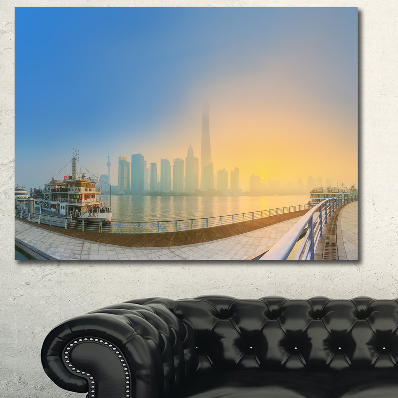 «Shanghais Night with Lights», photographie, H 20 po x l 20 po x P 1 po, Toile tendue