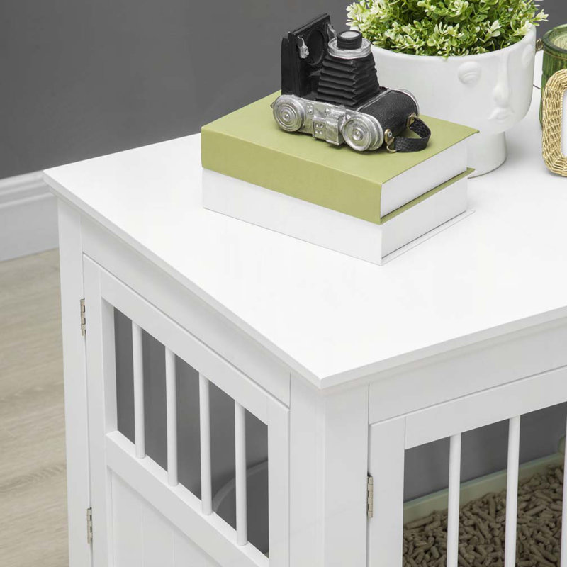 Table de bout pour chien avec triple porte, Blanc