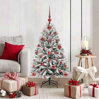 Artificial Christmas Tree Green and White PVC and Metal