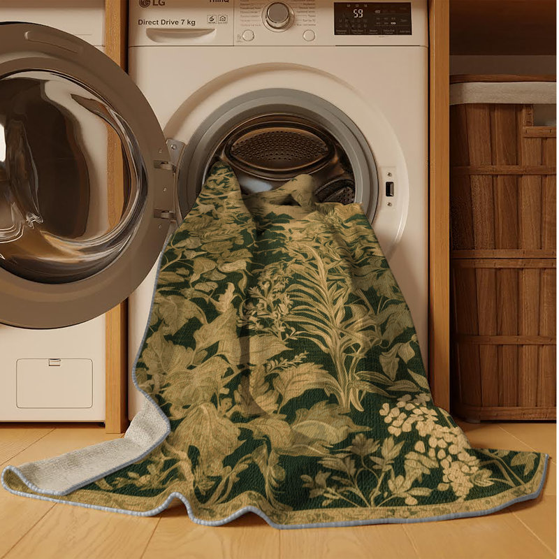 Tapis brun lavable à la machine, Rectangulaire 3 pi x 5 pi
