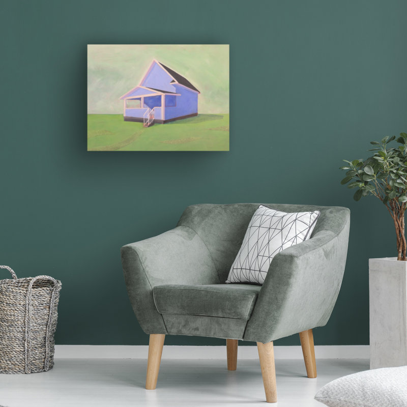 Art sur toile, Maison bleue, H 14 po x l 19 po