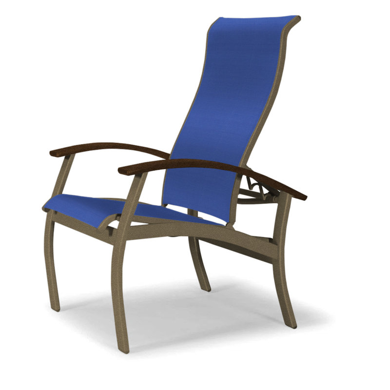 Chaise de patio Askar, Bois de plage texturé, Atlantis bleu royal Sunbrella®, Kona