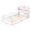 Lit plateforme en bois de style moderne avec lumières DEL, tête de lit avec rangement, garde-corps-1189447008