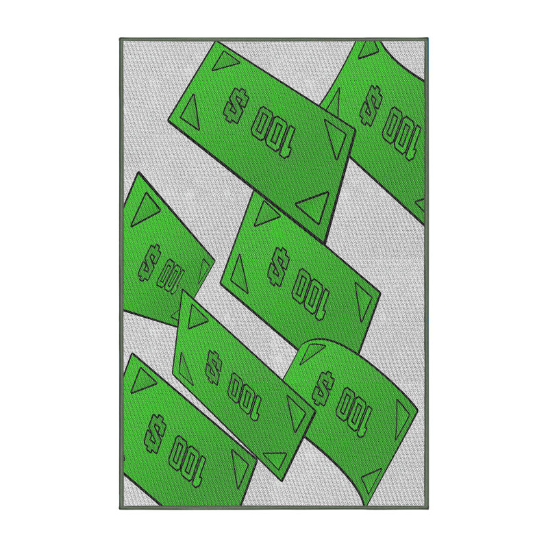 Tapis vert/crème tissé à la machine, Tapis de couloir 2 pi x 5 pi