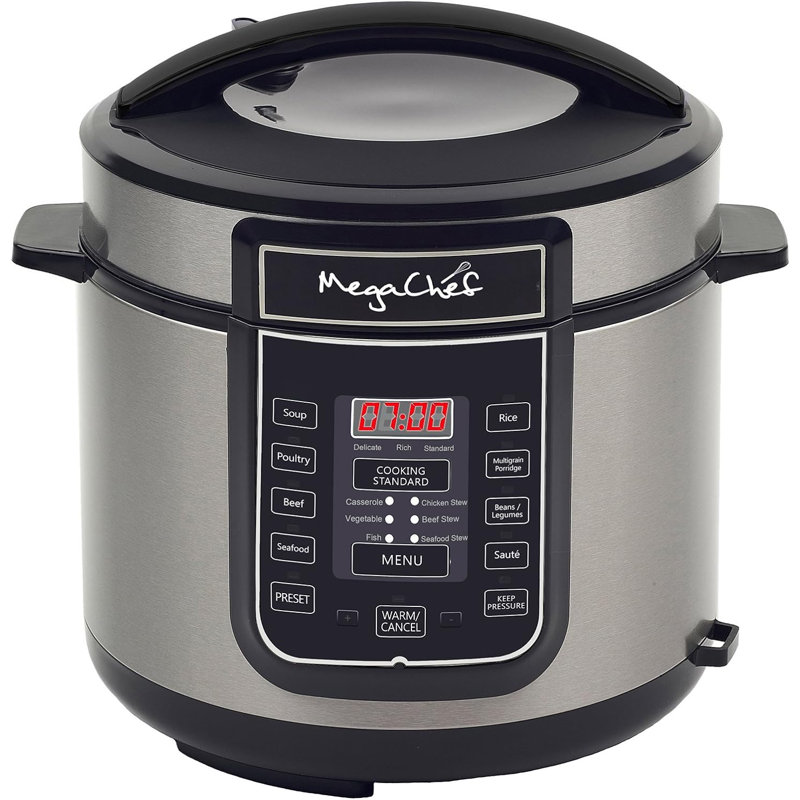 Megachef 6 Quart Digital Pressure Cooker With 14 Pre-set Multi Function Features