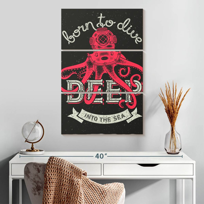 Enseigne Tergel Born To Dive, H 32 po x l 20 po