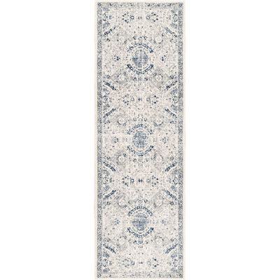 Kristine Power Loom Performance Oriental Blue Rug